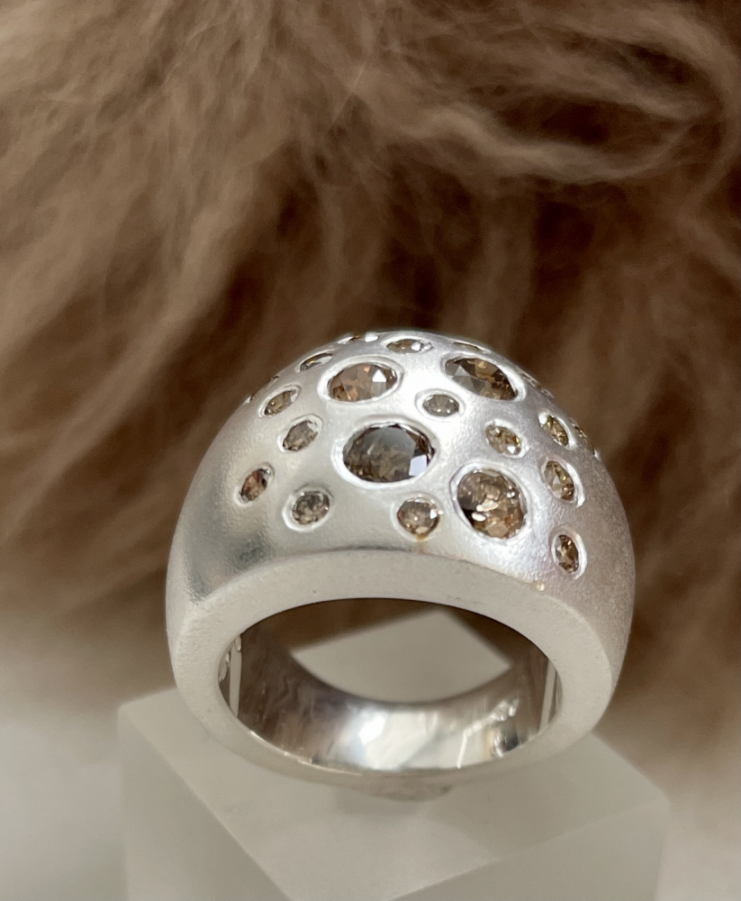 Silber-Ring mit Brillanten